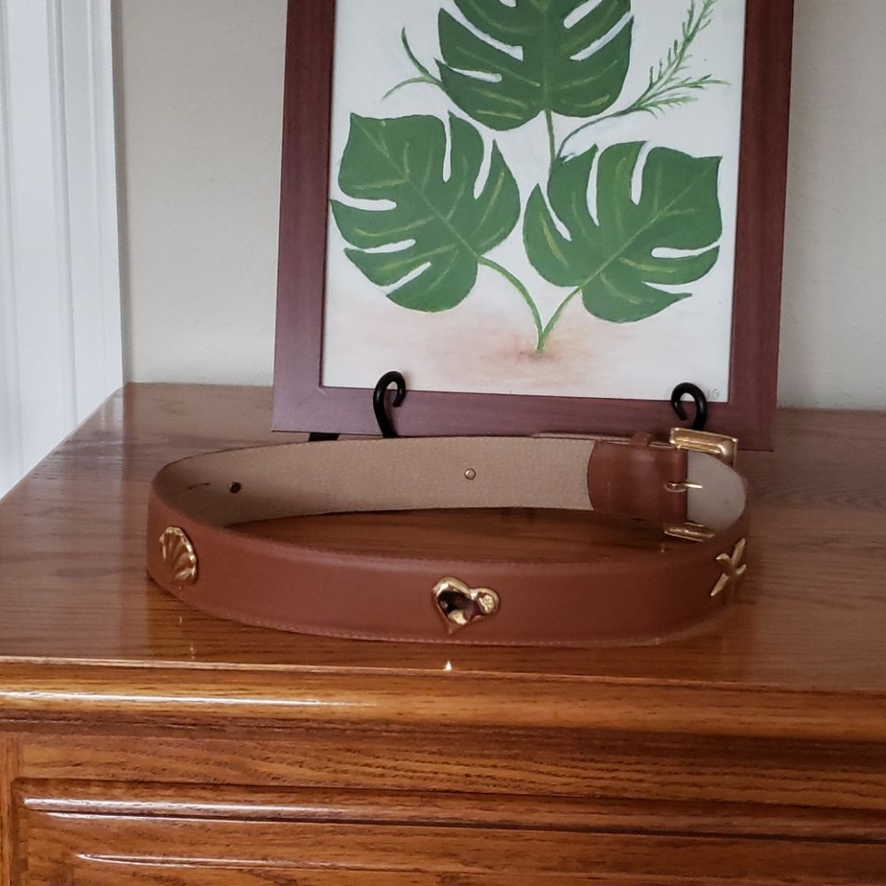 Vintage Talbots Sea Theme Leather Belt - S